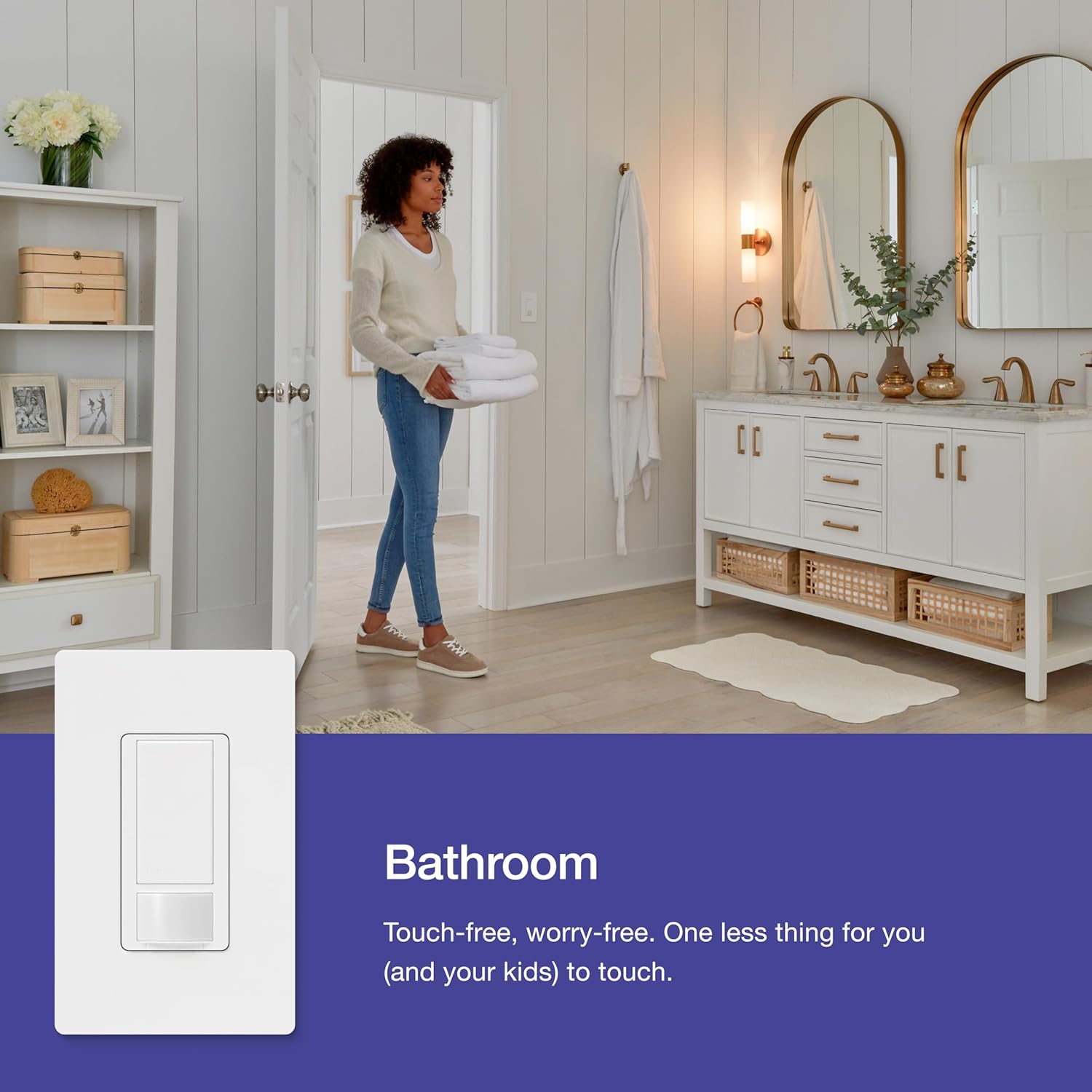 Lutron Motion Sensor Light Switch, 2 Amp Single Pole, for Any Bulb | Auto On/Auto Off sensor for bathroom, garage, laundry room, delay off timer, Title 24 compliant, MS-OPS2H-2-WH, White, 2 Pack - Image 4