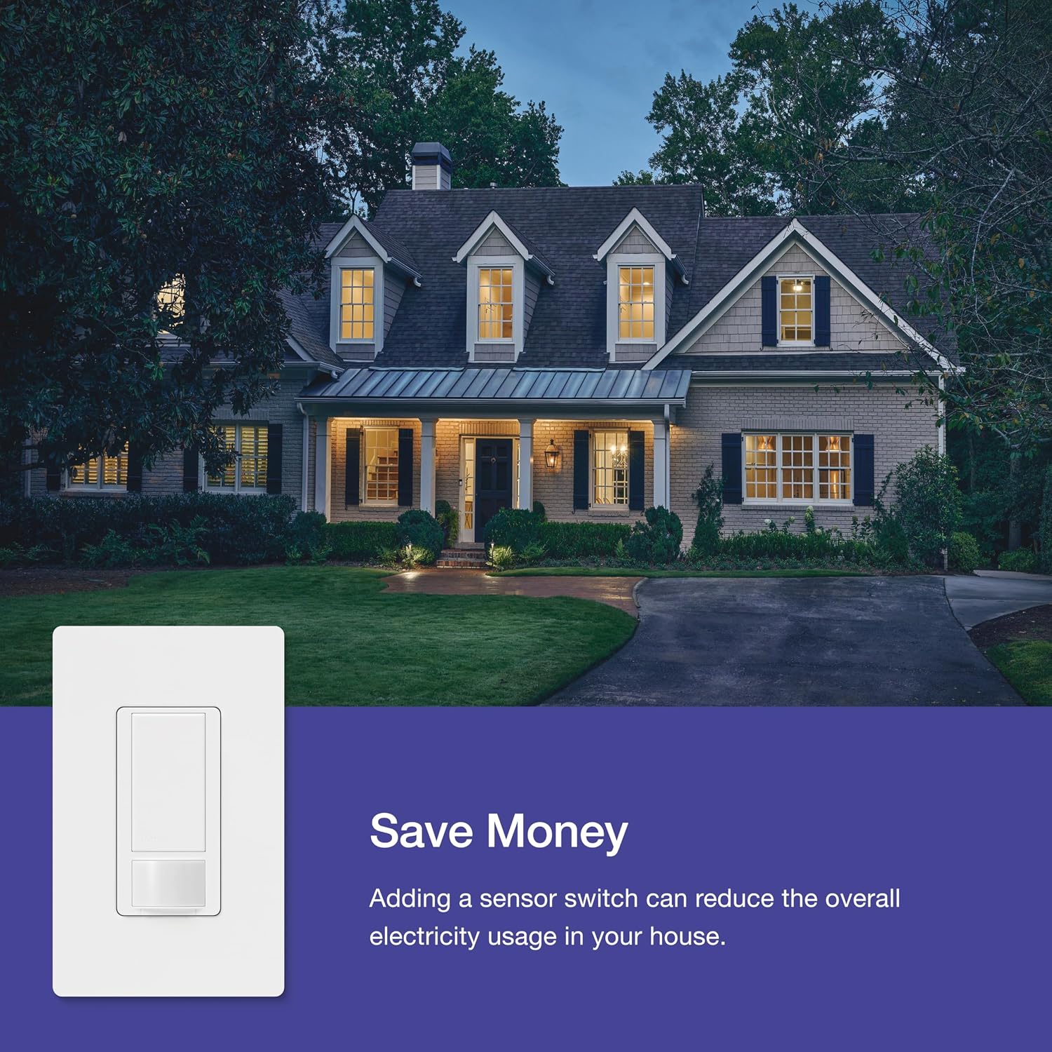 Lutron Motion Sensor Light Switch, 2 Amp Single Pole, for Any Bulb | Auto On/Auto Off sensor for bathroom, garage, laundry room, delay off timer, Title 24 compliant, MS-OPS2H-2-WH, White, 2 Pack - Image 9