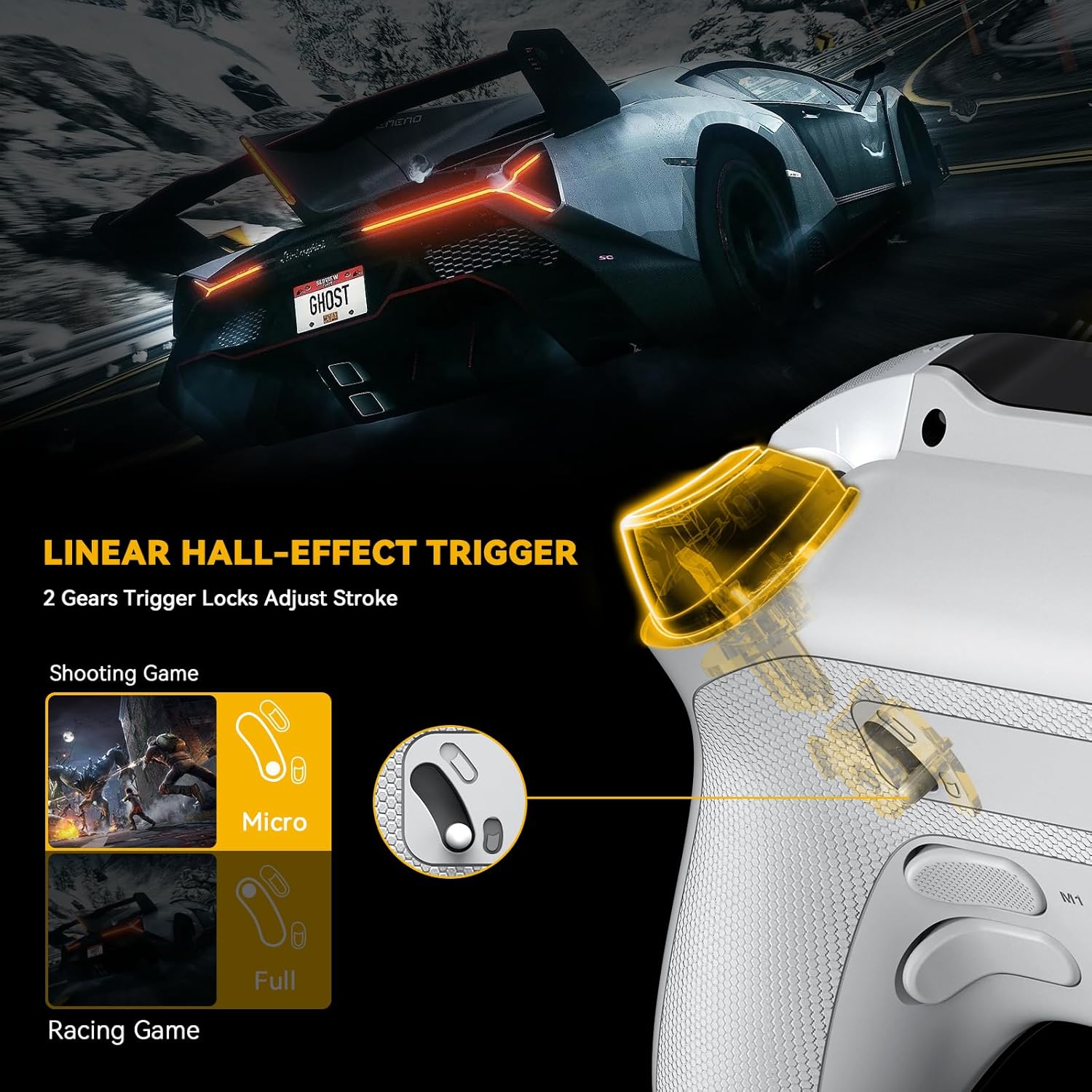 ManbaOne Interactive Screen Wireless Gaming Controller for PC/Switch/Switch 2/iOS/Android,Hall Effect Stick & Trigger,RGB Lighting,Remappable Buttons,1800mAh with Charging Dock (White) | for PC/Switch1/2/iOS/Android,Hall Effect Stick & Trigger,RGB Lighting,Remappable Buttons,1800mAh with Charging Dock - Image 4