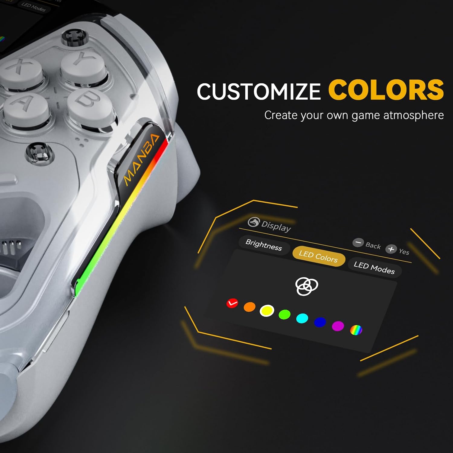 ManbaOne Interactive Screen Wireless Gaming Controller for PC/Switch/Switch 2/iOS/Android,Hall Effect Stick & Trigger,RGB Lighting,Remappable Buttons,1800mAh with Charging Dock (White) | for PC/Switch1/2/iOS/Android,Hall Effect Stick & Trigger,RGB Lighting,Remappable Buttons,1800mAh with Charging Dock - Image 6